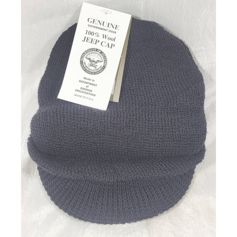 Mcguire Genuine Government DOD Issue 100% Wool Jeep Cap w/ Brim - Black - 1 Size